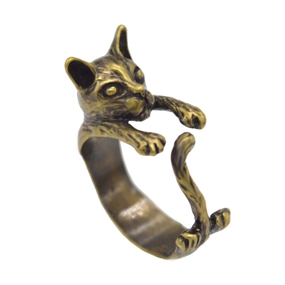 Vintage Retro Style Adjustable Cat Animal Rings